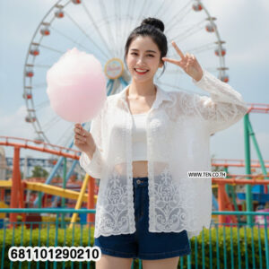 Boho Sheer Lace Long Sleeve Top เสื้อลูกไม้ซีทรูแขนยาว สไตล์โบโฮ-681101290210
