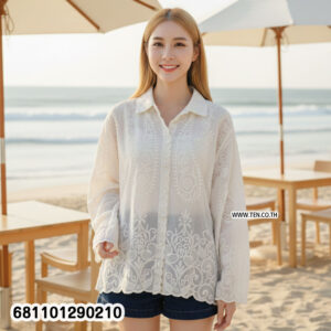 Alternative view of Boho Sheer Lace Long Sleeve Top เสื้อลูกไม้ซีทรูแขนยาว สไตล์โบโฮ-681101290210