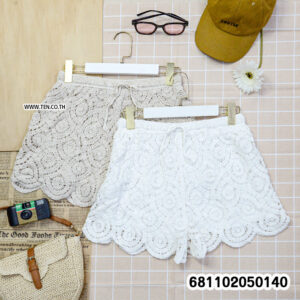 Easy Fit Crochet Lace Short Pants -กางเกงขาสั้นโครเชต์ลูกไม้ทรงใส่สบาย-681102050140