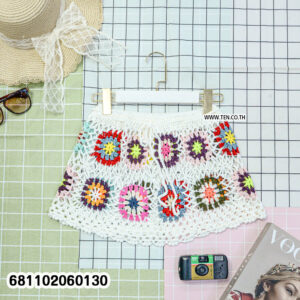 Colorful Granny Square Crochet Skirt กระโปรงโครเชต์ลายสี่เหลี่ยมสีสดสไตล์โบโฮ-681102060130