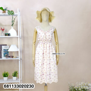 Romantic pastel flower dress women with soft floral print
