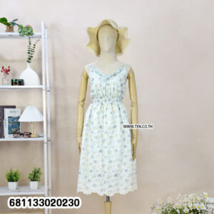 Romantic pastel flower dress women with soft floral print