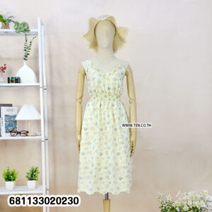 Romantic pastel flower dress women with soft floral print