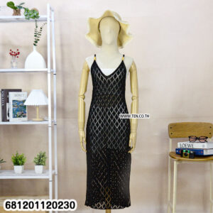 Crochet long dress for beach summer in boho slip style, lightweight crochet dress for seaside and resort wear