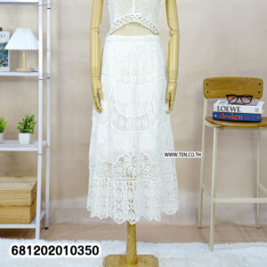 Crochet lace maxi skirt wholesale Thailand with elegant boho design and lightweight lace for summer wear