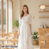 Cotton Eyelet Lace Summer Maxi Dress in beige , grey – Ten Design 681201150350