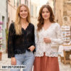 Floral Lace Long Sleeve Button Blouse เสื้อเบลาส์ลูกไม้ลายดอก แขนยาว มีกระดุม-681201200240