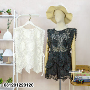 Chic Leaf Lace Sleeveless Blouse เสื้อเบลาส์แขนกุดลูกไม้ลายใบไม้ ลุคชิค-681201220120