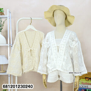 Embroidered Lace Tie-Front Cardigan เสื้อคลุมลูกไม้ปัก ผูกด้านหน้า-681201230240
