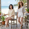 Loose Fit Crochet V-Neck Blouse เสื้อโครเชต์คอวี ทรงใส่สบาย-681201250200