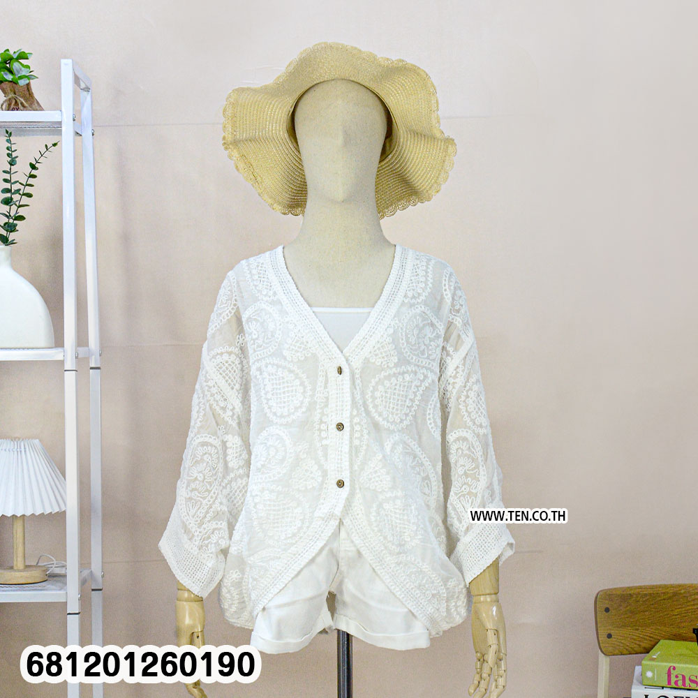 Casual Lace Button Blouse เสื้อเบลาส์ลูกไม้ ใส่สบาย มีกระดุม-681201260190 - Image 3