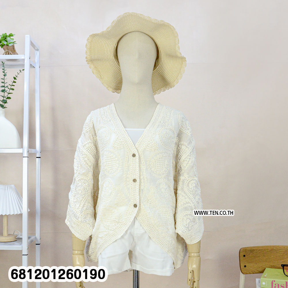 Casual Lace Button Blouse เสื้อเบลาส์ลูกไม้ ใส่สบาย มีกระดุม-681201260190 - Image 4