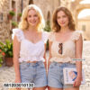 Sweetheart ruffle lace crop top for summer in white with soft lace trim and romantic ruffle hem.