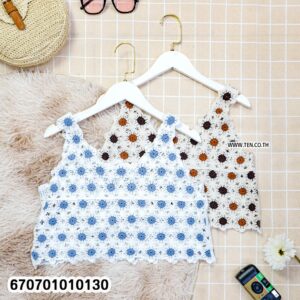 Crochet Floral Blouse-เสื้อกล้ามครอปถักโครเชต์ลายดอกสลับสี - 670701010130