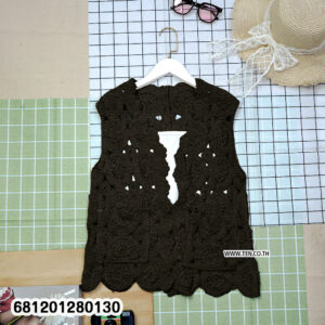 Chic floral embroidery crochet top in white, beige and black colors displayed on hanger for summer layering fashion
