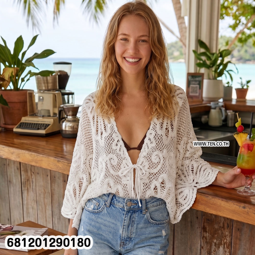 Vintage floral crochet lace vest in white with open knit pattern and bohemian summer design