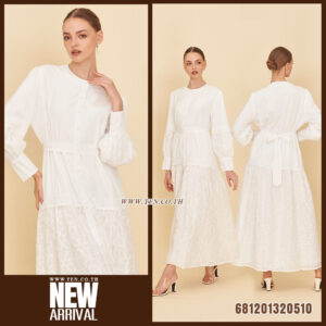 Vintage puff sleeve maxi dress with lace hem in black and white, long sleeve romantic cotton summer dress.