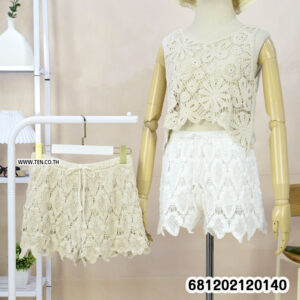 Boho Leaf Crochet Shorts กางเกงขาสั้นโครเชต์ลายใบไม้ สไตล์โบโฮ-681202120140