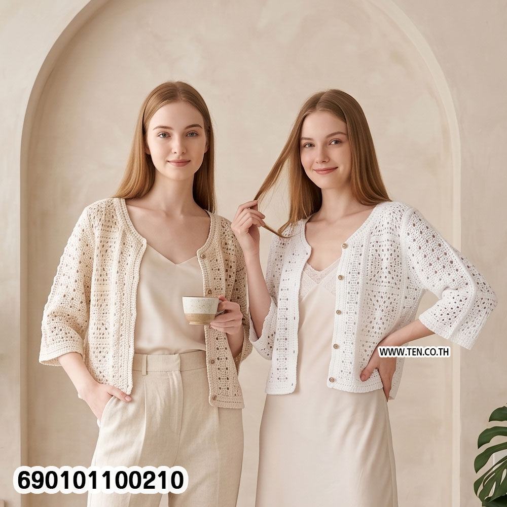 white cotton crochet cardigan top relaxed fit breathable everyday summer wear