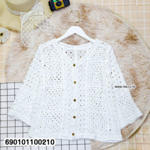 white cotton crochet cardigan top relaxed fit breathable everyday summer wear