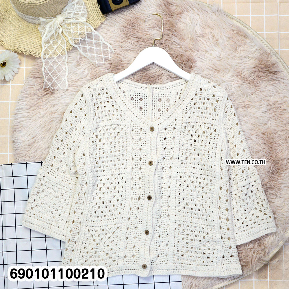 white cotton crochet cardigan top relaxed fit breathable everyday summer wear
