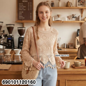 white cotton crochet boho tassel top free size relaxed fit breathable everyday summer wear
