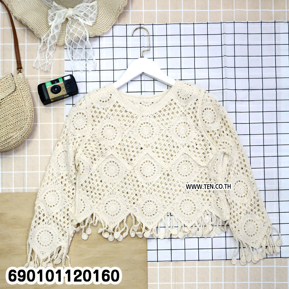 white cotton crochet boho tassel top free size relaxed fit breathable everyday summer wear