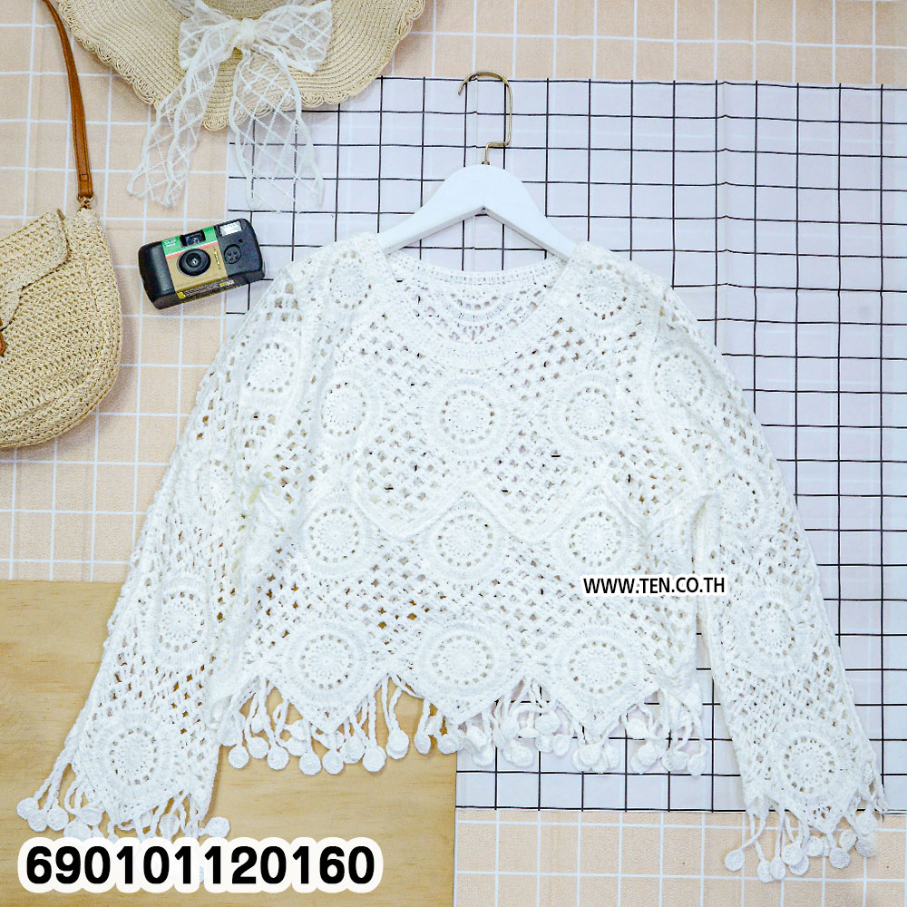 white cotton crochet boho tassel top free size relaxed fit breathable everyday summer wear