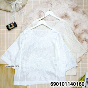 Sunflower Embroidered Sheer Blouse เสื้อซีทรูปักลายดอกทานตะวัน-690101140160