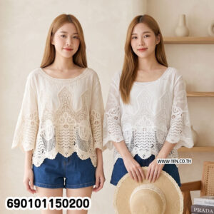 Boho Lace Embroidered Sheer Top เสื้อซีทรูปักลายลูกไม้สไตล์โบโฮ-690101150200