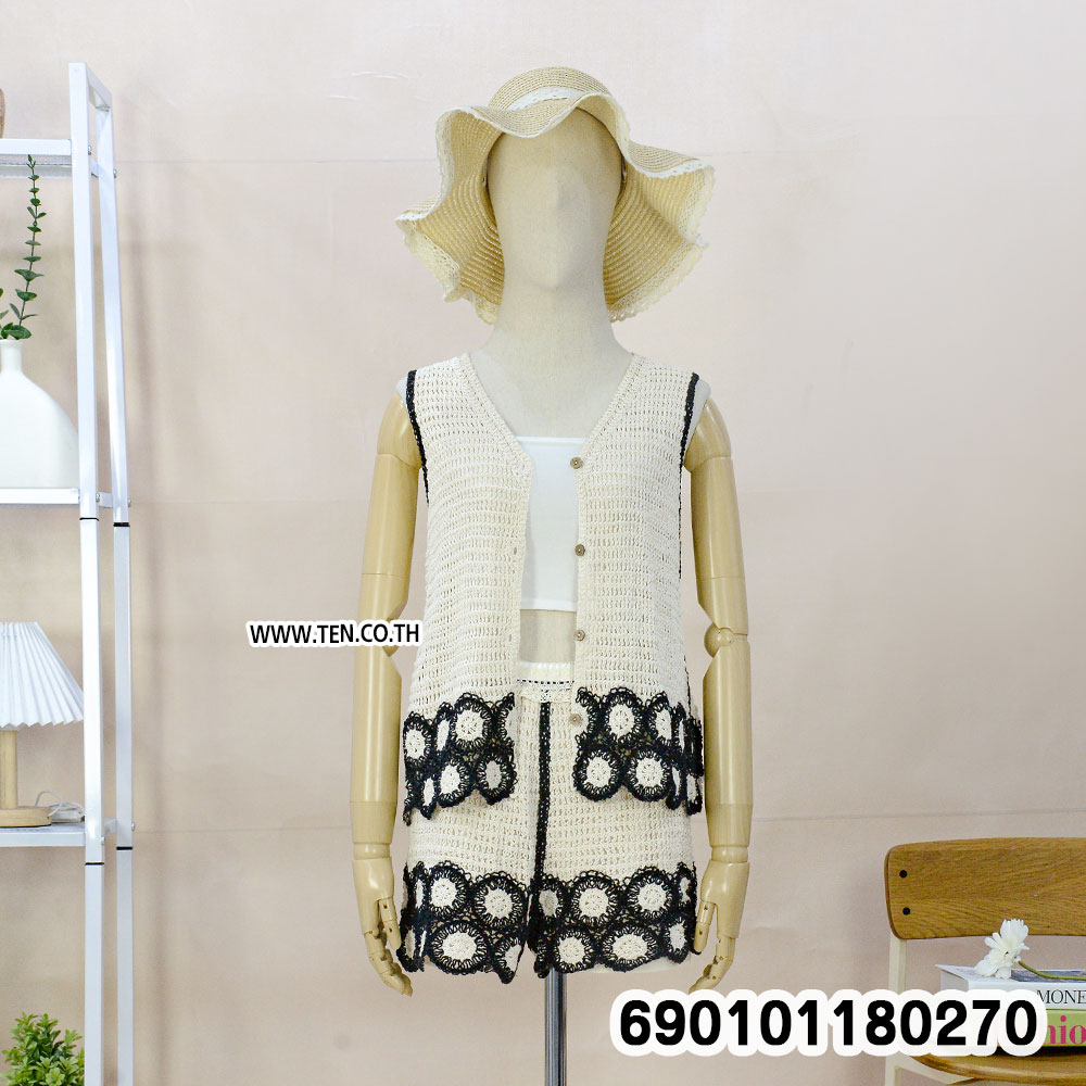 women boho crochet cotton set breathable summer beachwear resort fashion style