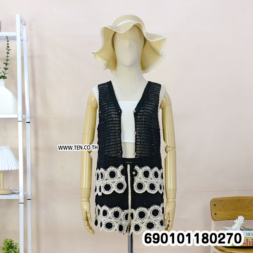 women boho crochet cotton set breathable summer beachwear resort fashion style