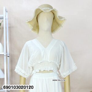 Elegant summer smock top for women with smocked waist and flowy sleeves, lightweight resort wear blouse for beach and tropical outfits