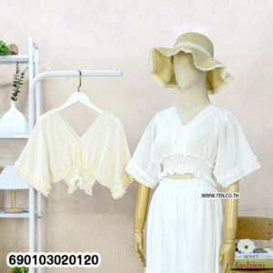 Elegant summer smock top for women with smocked waist and flowy sleeves, lightweight resort wear blouse for beach and tropical outfits