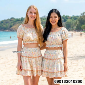 Alternative view of Pastel Floral Off-Shoulder Skirt Set ชุดเซตเปิดไหล่ลายดอกโทนพาสเทล-690133010260
