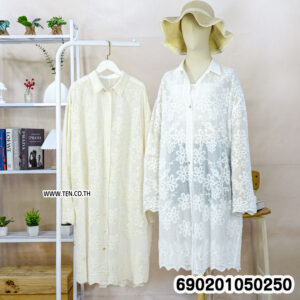Floral Lace Long Shirt เสื้อเชิ้ตยาวลูกไม้ลายดอก-690201050250