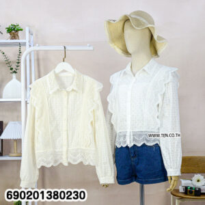 Eyelet Lace Ruffle Blouse เสื้อลูกไม้ฉลุแต่งระบาย-690201380230