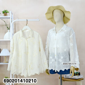 white cotton embroidered button shirt free size relaxed fit breathable everyday summer wear