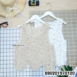 เสื้อแขนกุดถักโครเชต์ลายดอกไม้ สไตล์วินเทจ - 690201570120