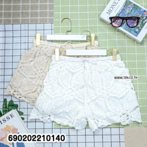 Cotton crochet beach shorts women free size with elastic waistband, handmade crochet lace pattern and breathable cotton for summer wear.