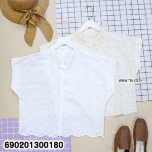 Minimal Embroidered Cotton Blouse เสื้อเบลาส์ผ้าฝ้ายปักลาย มินิมอล - 690201300180