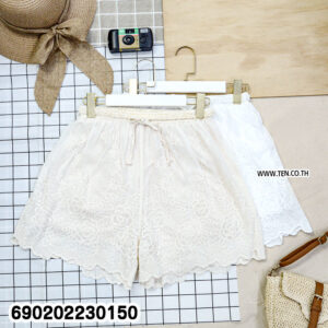 white cotton eyelet shorts free size elastic waist breathable soft summer relaxed fit