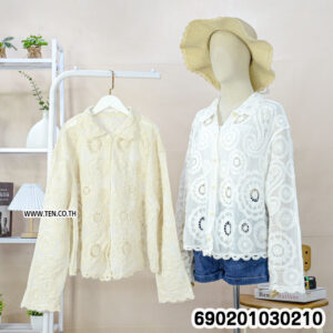 Crochet Lace Long Sleeve Blouse เสื้อเบลาส์ลูกไม้โครเชต์ แขนยาว-690201030210