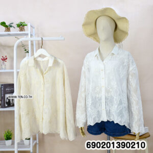 Elegant Embroidered Sheer Shirt เสื้อเชิ้ตซีทรูปักลาย เรียบหรูดูแพง-690201390210