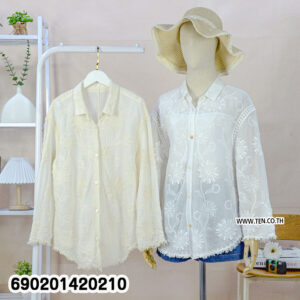 Floral Embroidered Sheer Shirt เสื้อเชิ้ตซีทรูปักลายดอกไม้-690201420210