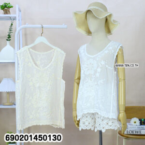 Floral Embroidered Sleeveless Blouse เสื้อแขนกุดปักลายดอกไม้-690201450130