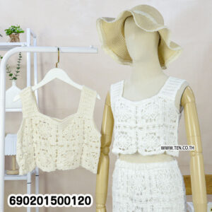 Boho Knit Crop Blouse เสื้อครอปถักไหมพรม สไตล์โบโฮ-690201500120