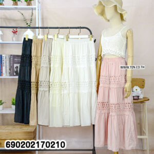 Boho Lace Tiered Maxi Skirt กระโปรงยาวแต่งลูกไม้ทรงชั้น สไตล์โบโฮ-690202170210