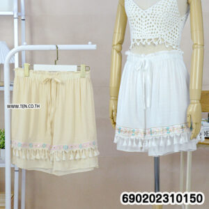 Summer Bohemian Embroidered Tassel Shorts กางเกงขาสั้นปักลาย ชายพู่ สไตล์โบฮีเมียน ซัมเมอร์ - 690202310150