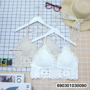 Crochet halter beach bralette women style with breathable handmade cotton texture and relaxed boho summer fi